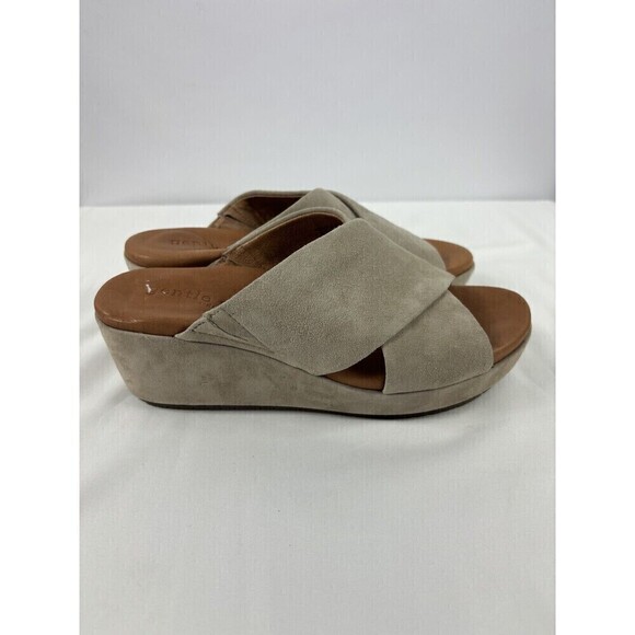 Gentle Souls Mikenzie Suede Platform Sandals Cream 7 M Criss Cross Straps - Picture 3 of 10